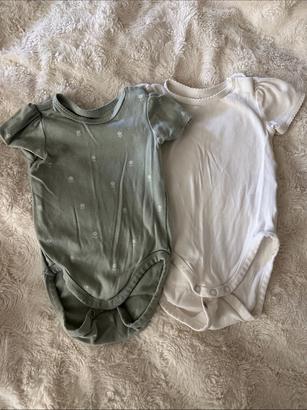 H&M Baby Bodysuit Duo - White & Sage Green